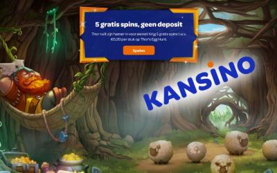 Claim vandaag 5 gratis no deposit spins bij Kansino