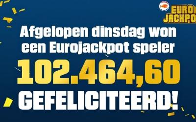 Eindhovenaar wint 102.464 euro bij Eurojackpot Eindhovenaar wint 102.464 euro bij Eurojackpot